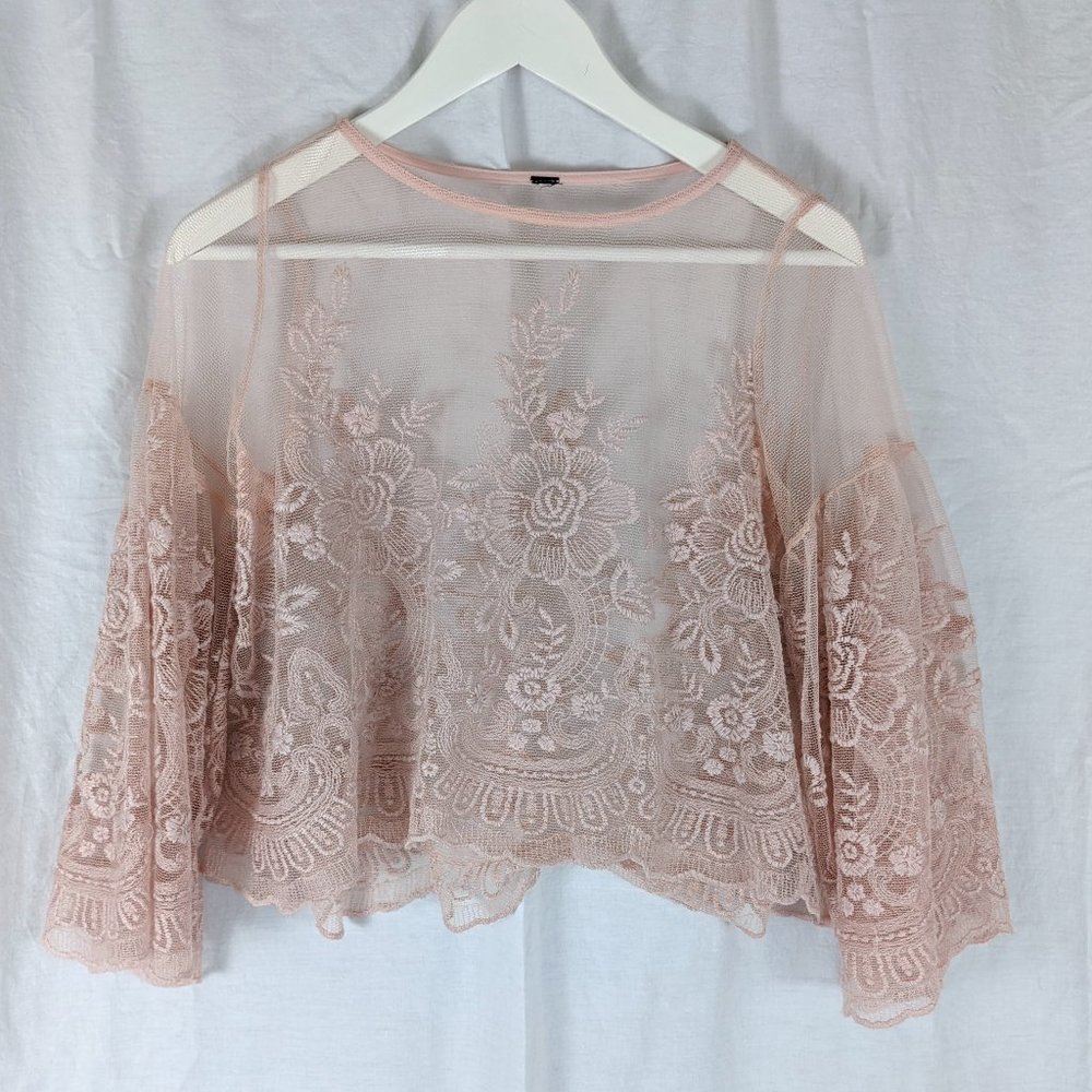 Design Lab Boho Embroidered Floral Top Sz S